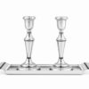 Elegant Mid-Sized Filigree Silver Candlesticks with Matching Tray