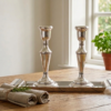 Elegant Mid-Sized Filigree Silver Candlesticks with Matching Tray