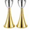 Medium Sterling Silver Cone Candle Holders with Big Brass Base