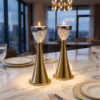 Medium Sterling Silver Cone Candle Holders with Big Brass Base