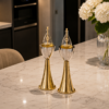 Medium Sterling Silver Cone Candle Holders with Big Brass Base