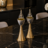 Medium Sterling Silver Cone Candle Holders with Big Brass Base