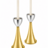 Medium Sterling Silver Cone Candle Holders with Big Brass Base
