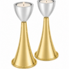 Medium Sterling Silver Cone Candle Holders with Big Brass Base