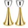 Medium Sterling Silver Cone Candle Holders with Big Brass Base