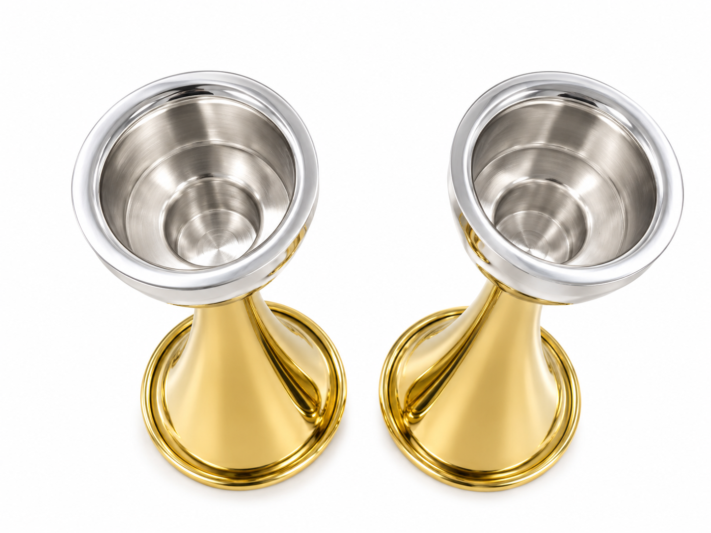 Medium Sterling Silver Cone Candle Holders with Big Brass Base