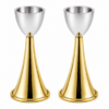 Medium Sterling Silver Cone Candle Holders with Big Brass Base