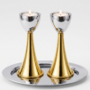 Medium Sterling Silver Cone Candle Holders with Big Brass Base