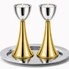 Medium Sterling Silver Cone Candle Holders with Big Brass Base