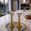 Medium Sterling Silver Cone Candle Holders with Big Brass Base