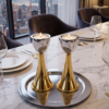 Medium Sterling Silver Cone Candle Holders with Big Brass Base