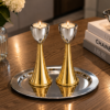 Medium Sterling Silver Cone Candle Holders with Big Brass Base
