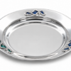 Sterling Silver Kiddush Plate With Blue Enamel Flourishes